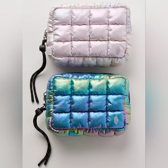 Limited Edition Nebula Blue Iridescent Quilted Case Bag Free People FP Movement - Picture 3 of 11